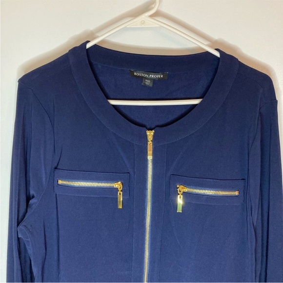 Boston Proper Navy Pant Suit, size L, EUC - Picture 4 of 13